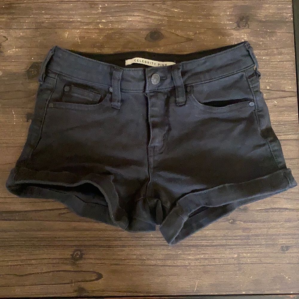 black jean shorts
